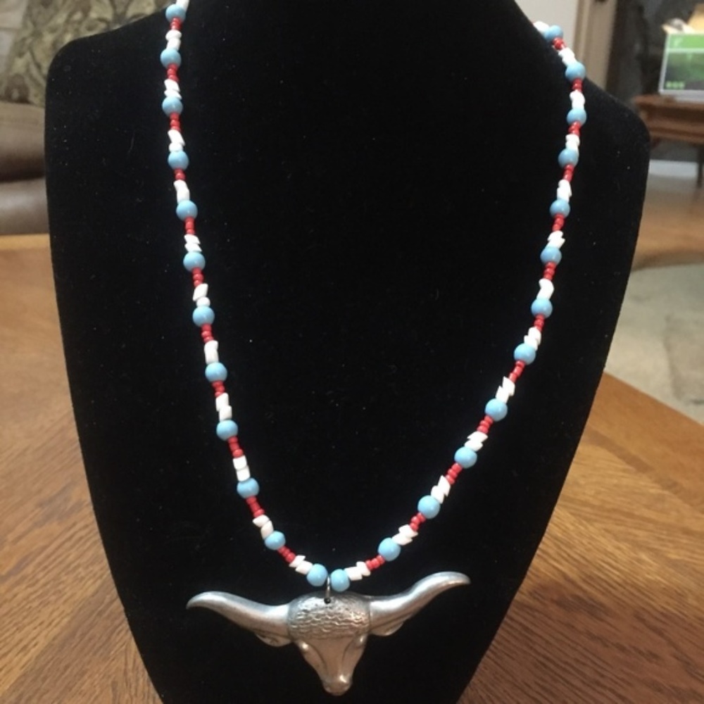Handmade Western Longhorn necklace 20"